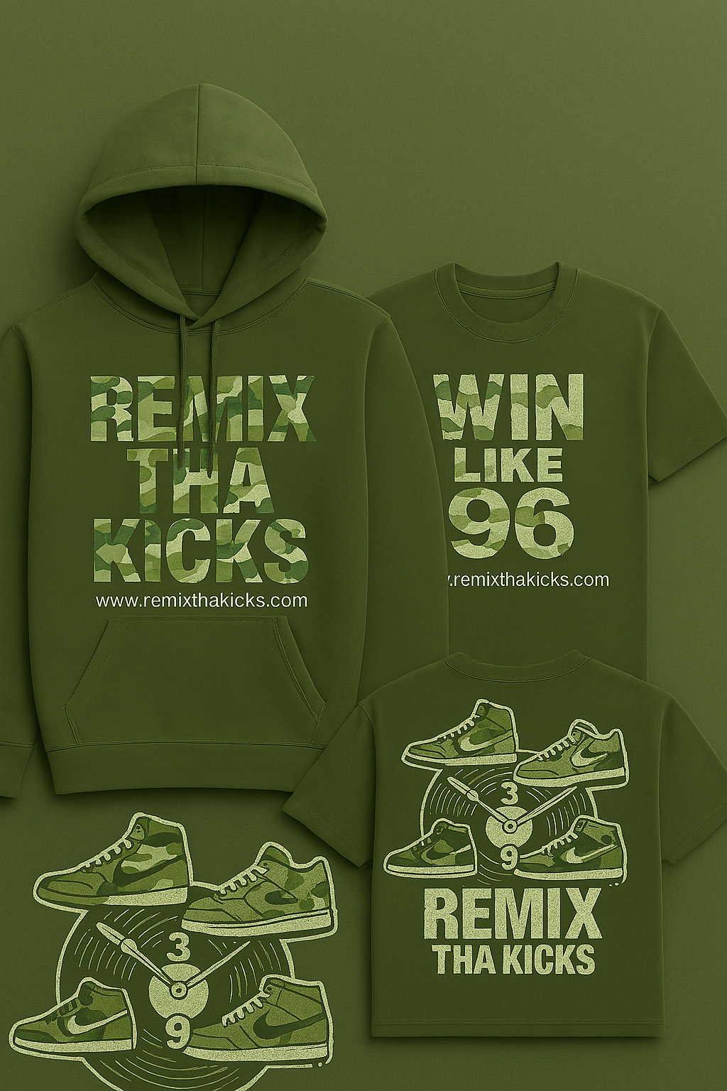 Remix Tha kicks olive green combo set