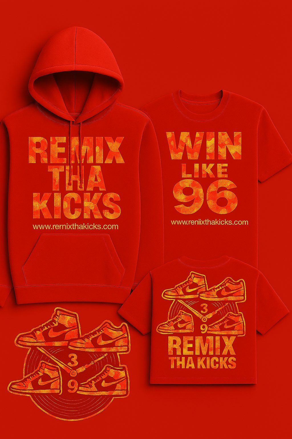 Remix Tha kicks fire flame hoodie combo set