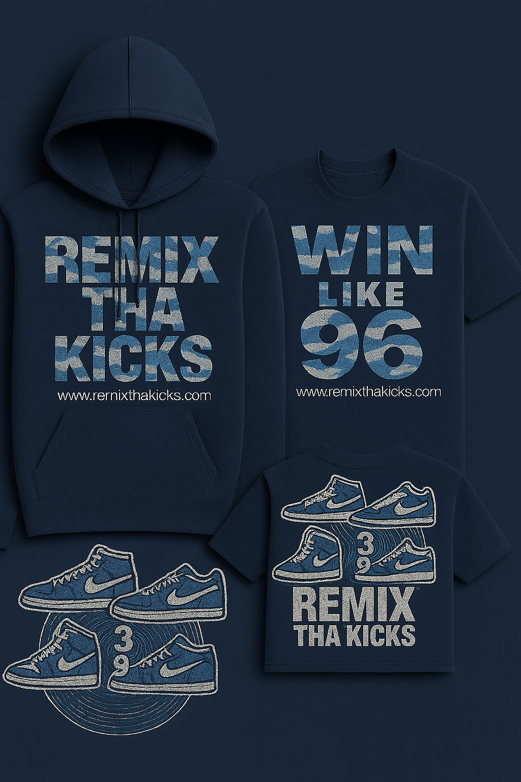 Remix Tha kicks combo camo hoodie and shirt.