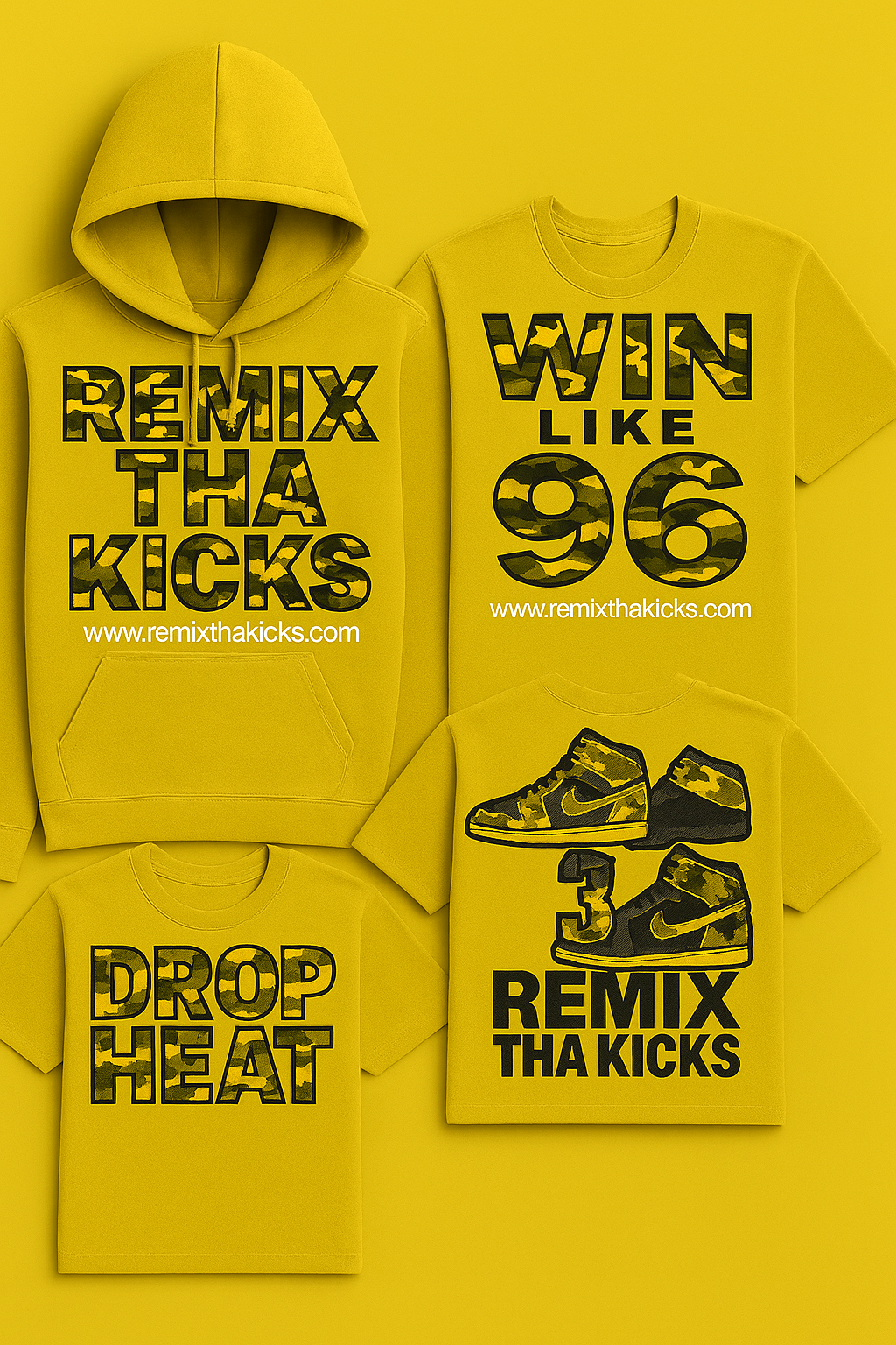 Remix Tha kicks yellow thunder camo combo set