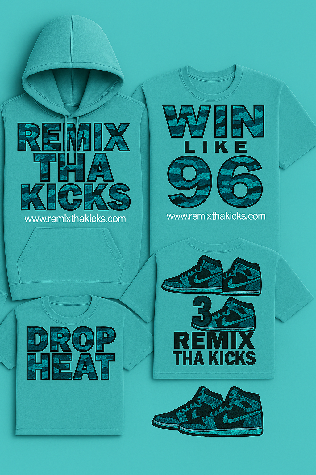 Remix Tha kicks teal combo camo set