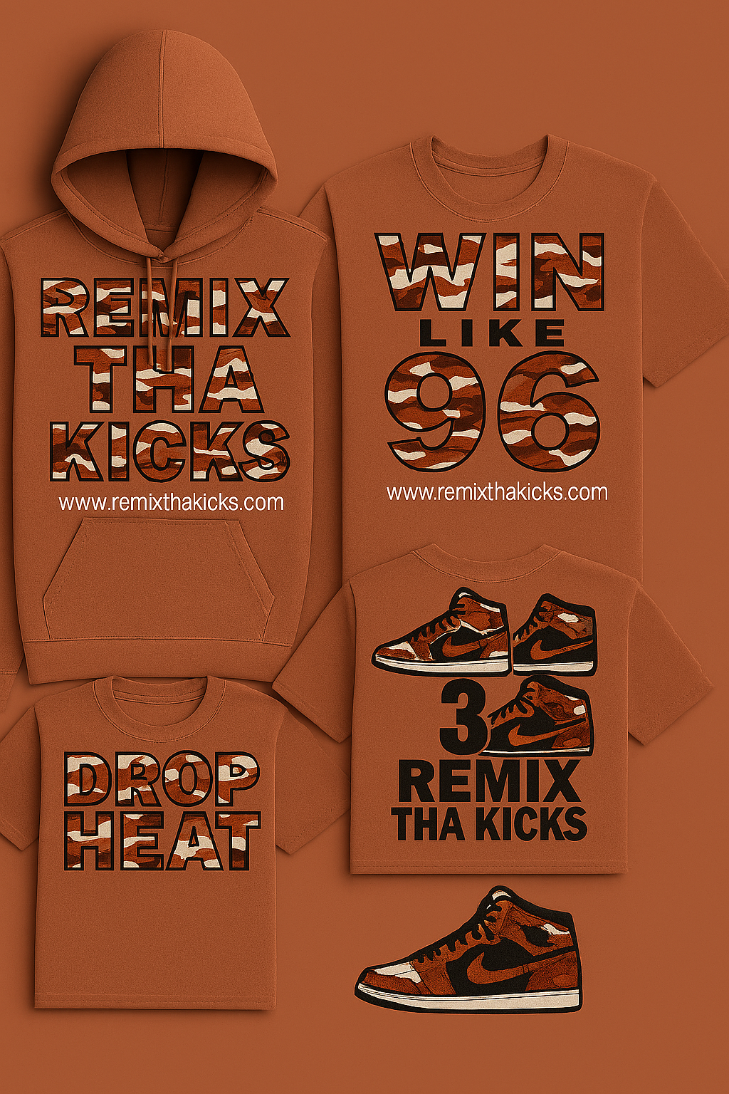 Remix Tha kicks rust camo combo hoodie set