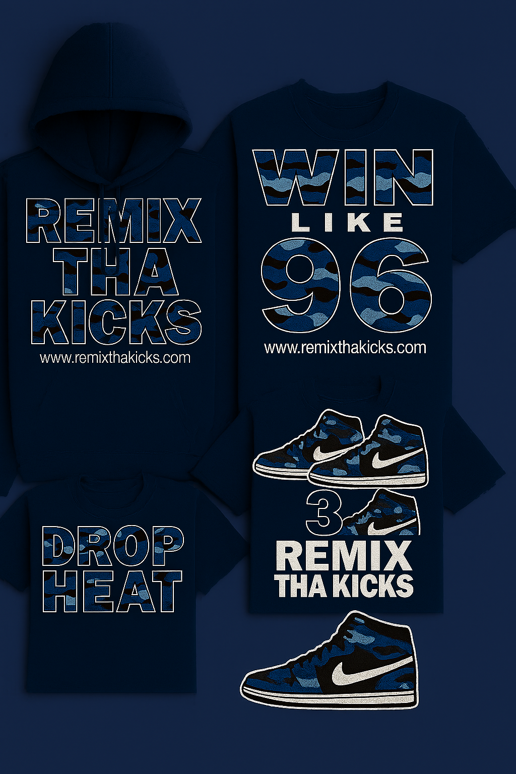 Blac blue and dark blue camo hoodie combo set