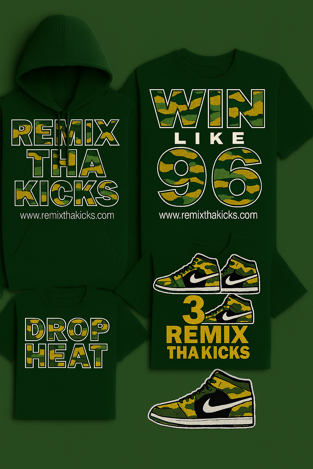 Remix Tha kicks packers hoodie camo combo edition.