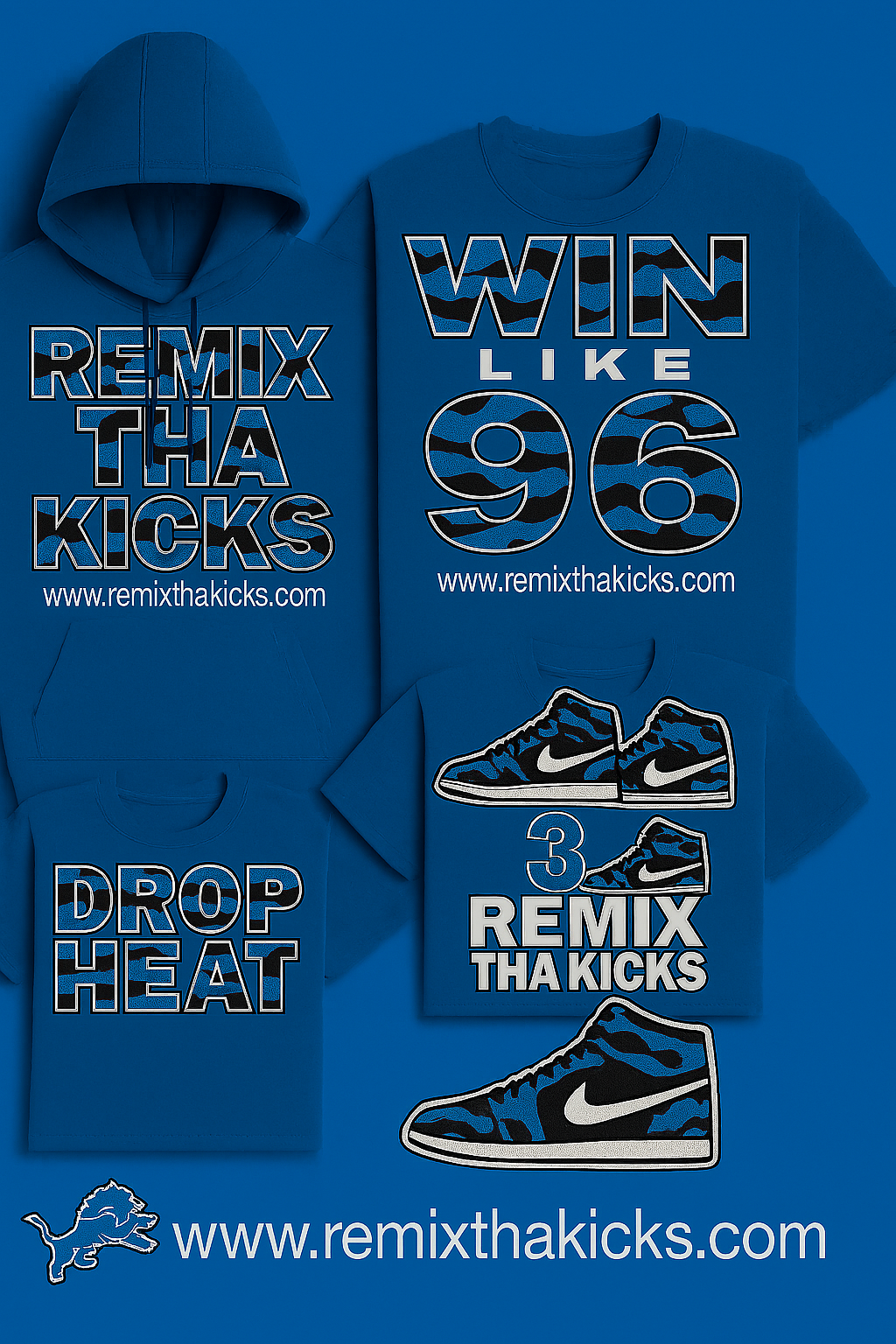 Remix Tha kicks Blue and black camo hoodie shirt set