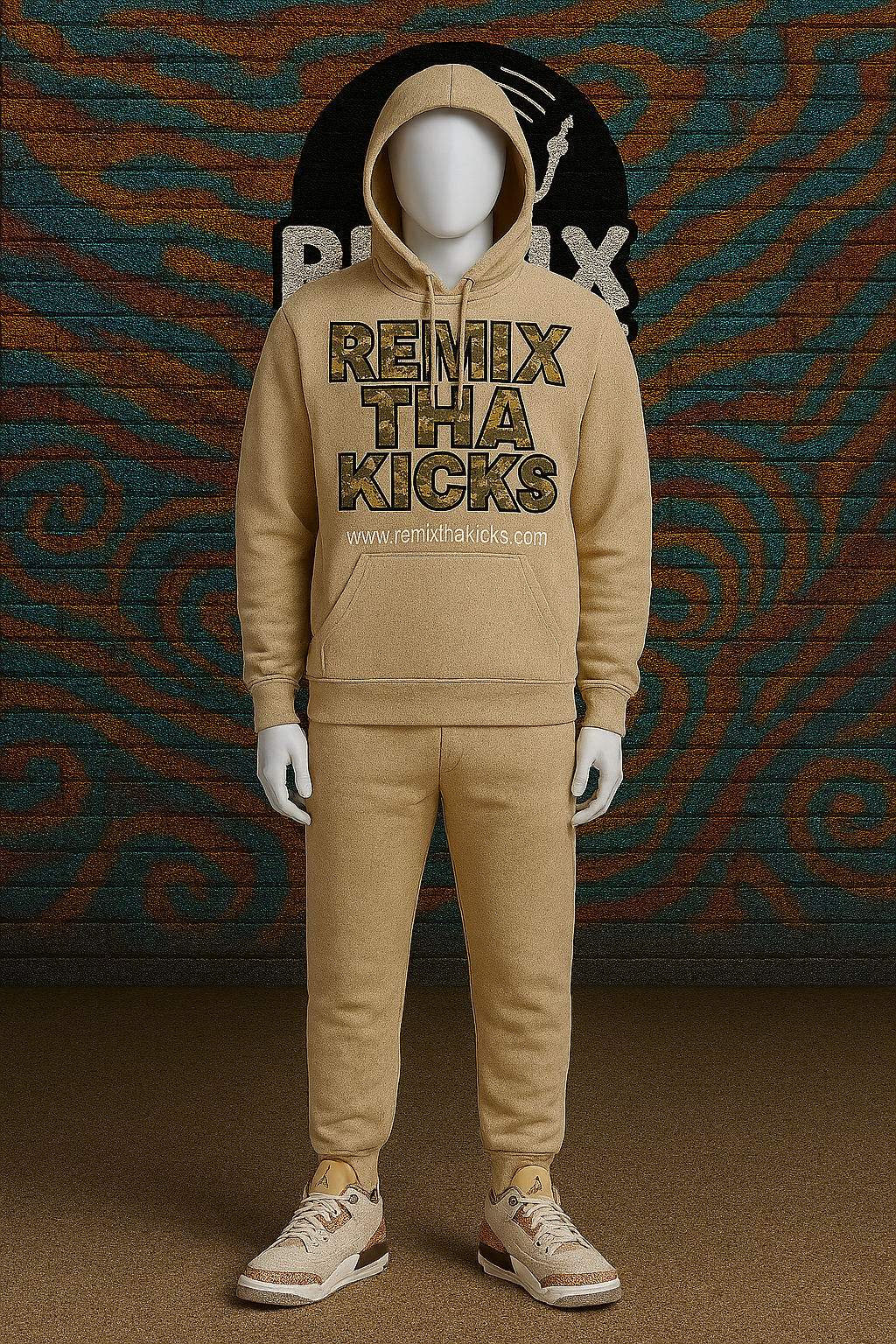 Remix Tha kicks Tan camo combo hoodie